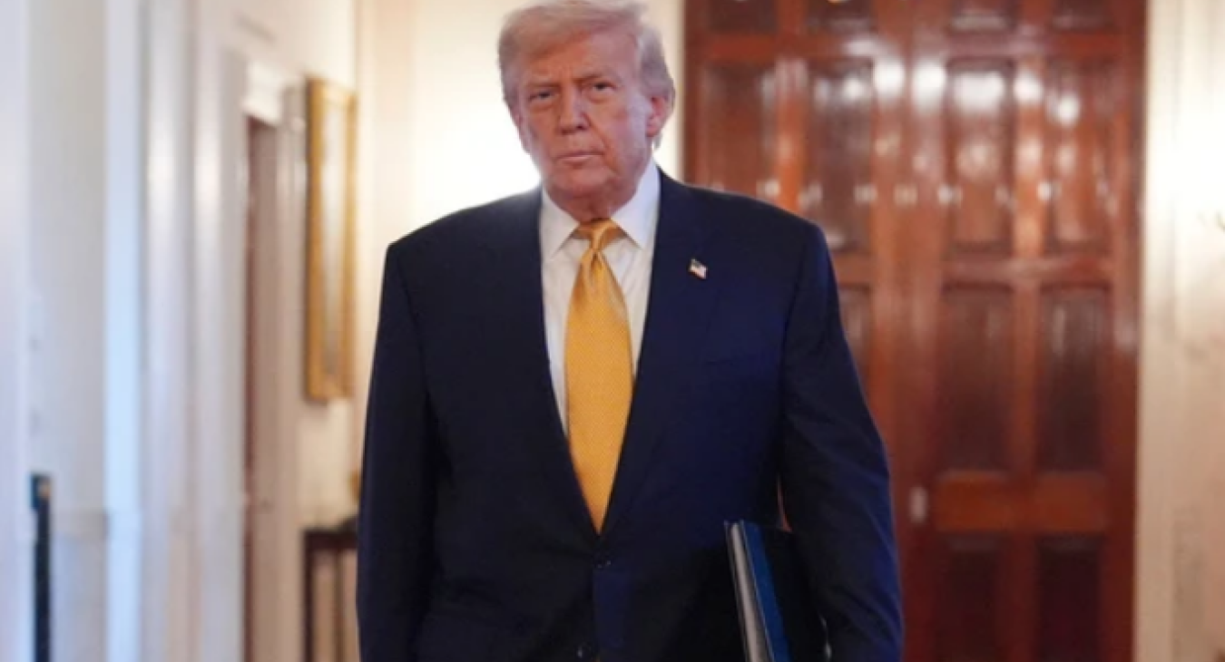 Donald Trump arriving before speaking at a ceremony to sign the "Halt All Lethal Trafficking of Fentanyl Act," in the East Room of the White House, Wednesday, July 16, 2025