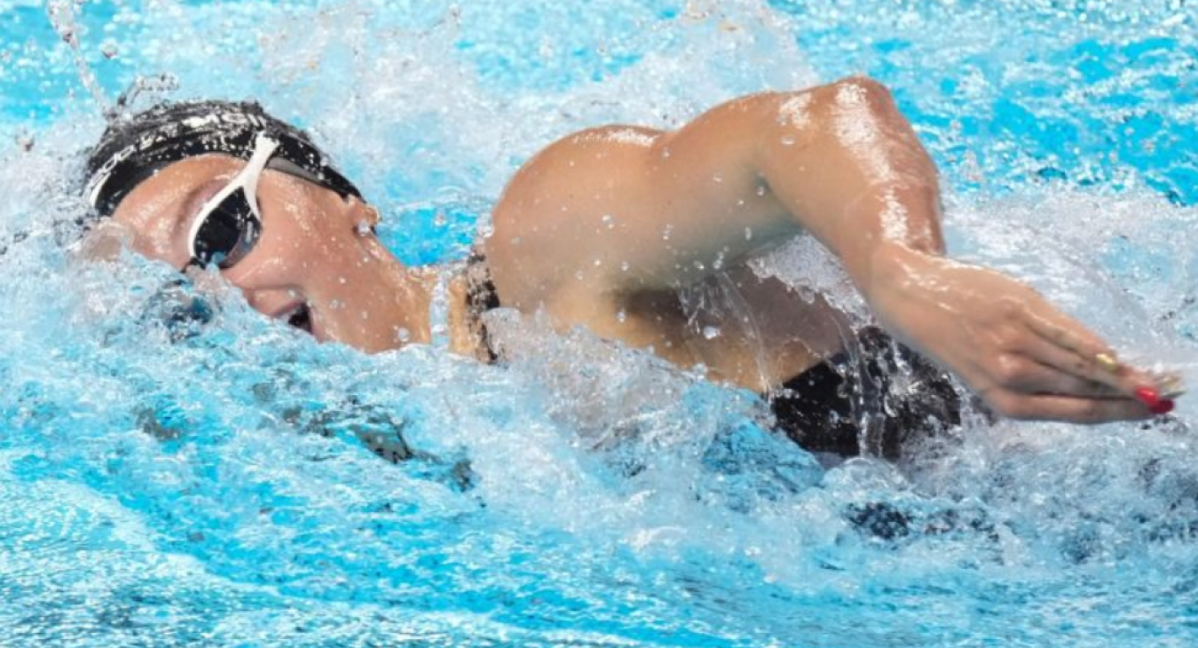 Summer McIntosh of Canada competes in the women's 400-meter freestyle final at the World Aquatics Championships in Singapore